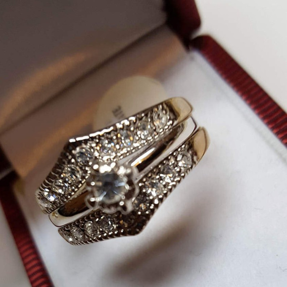 3 in one Wedding Engagment Ring 18k HGE SIZE 6 - Picture 6 of 7